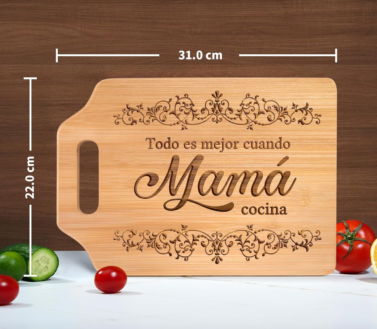 Regalos Para Mamá, Tabla De Cortar De Bambú Grabada 