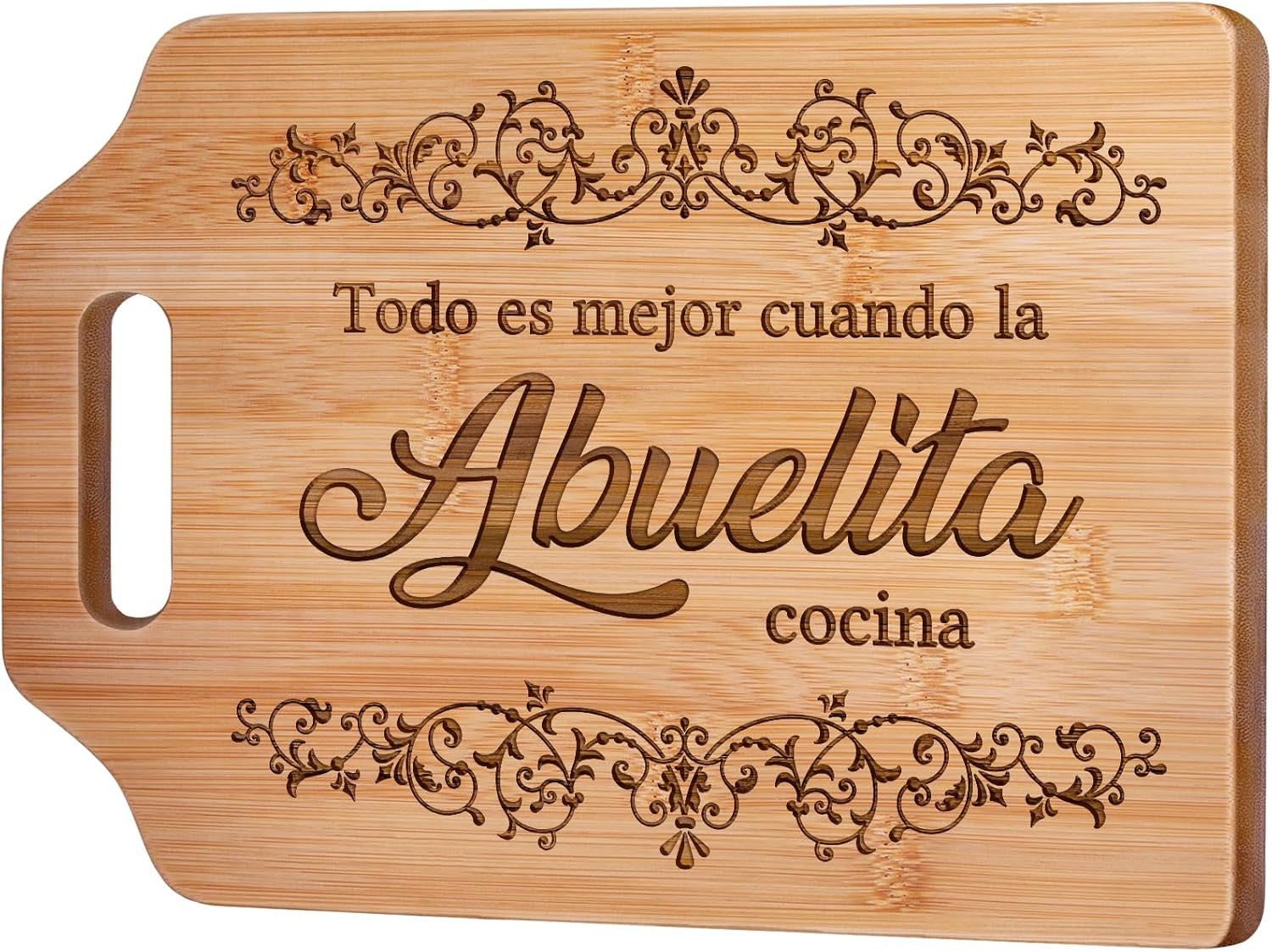 Regalo Para Abuelitas- Engraved Bamboo Cutting Board 