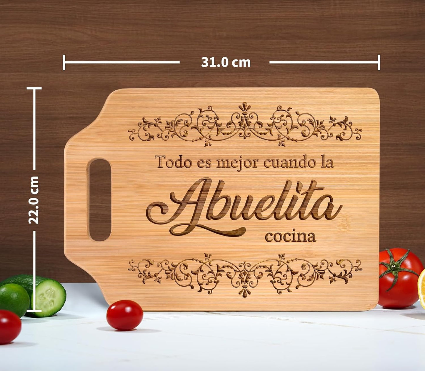 Regalo Para Abuelitas- Engraved Bamboo Cutting Board 
