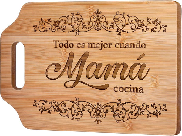 Regalos Para Mamá, Tabla De Cortar De Bambú Grabada 