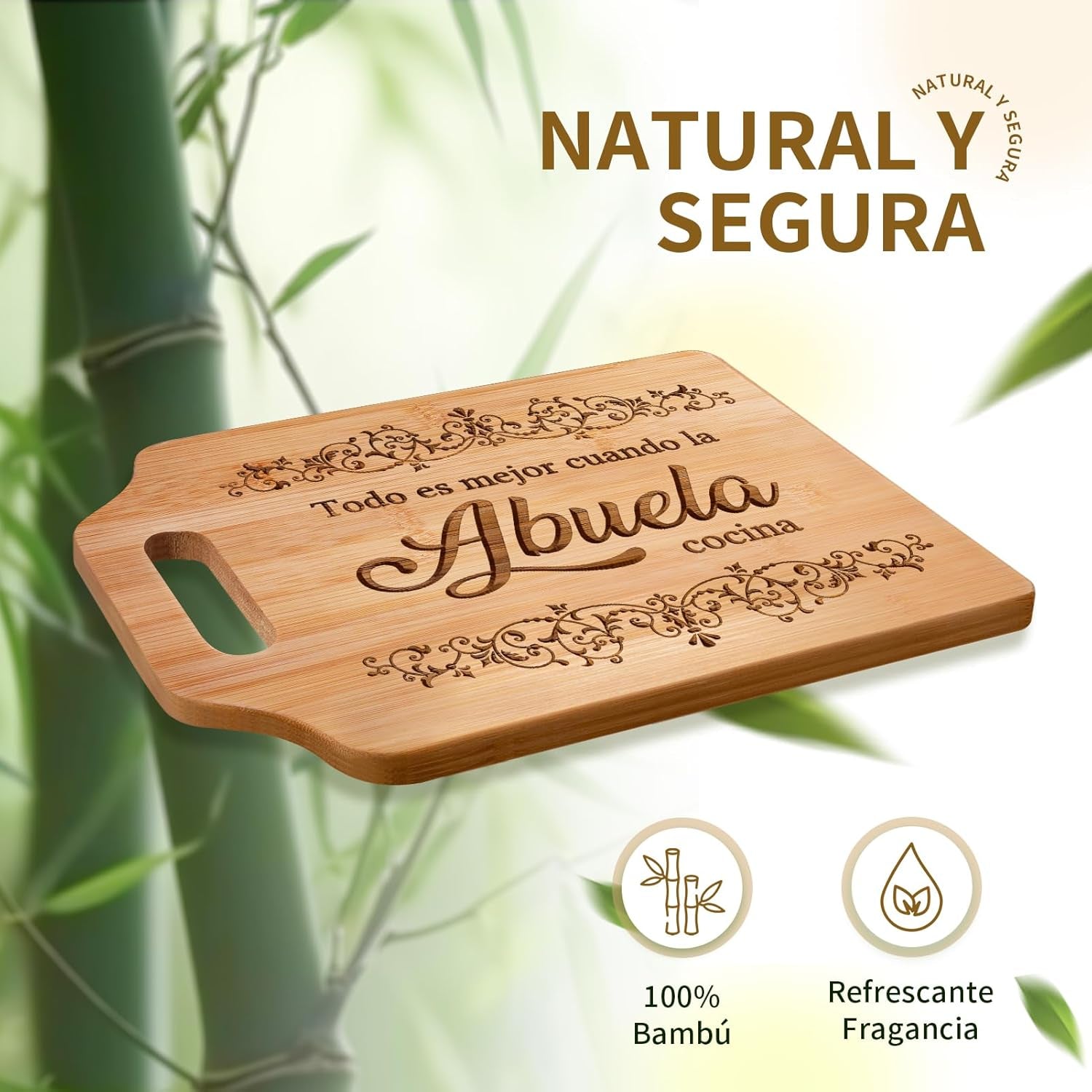  Regalos Para Abuela – Tabla De Cortar De Bambú Grabada