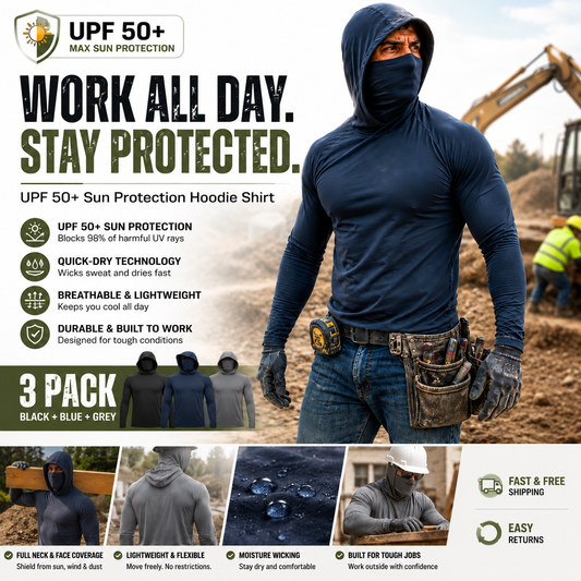 Construction Sun Hoodie – Stay Cool & Protected (3-Pack)